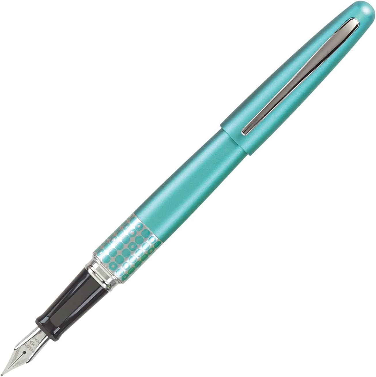Pilot MR Retro Pop fountain pen with turquoise dot pattern in a gift box